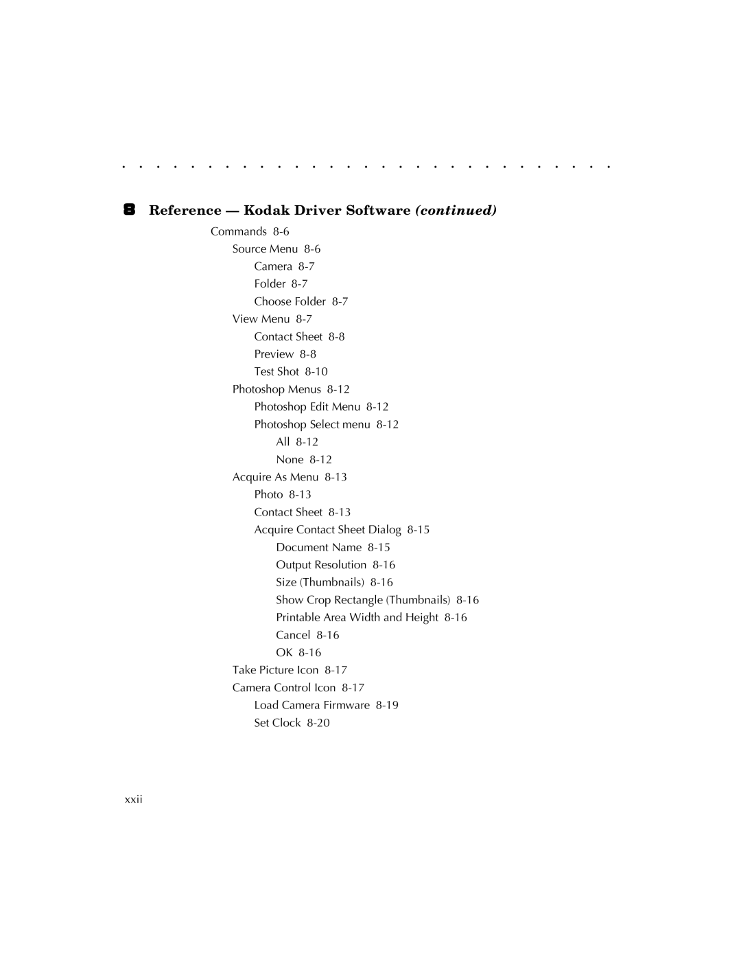 Kodak EOSDCS 3, EOSDCS 5, EOSDCS 1 user manual Reference Kodak Driver Software 