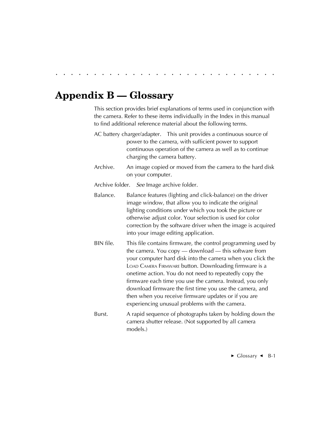 Kodak EOSDCS 3, EOSDCS 5, EOSDCS 1 user manual Appendix B Glossary 