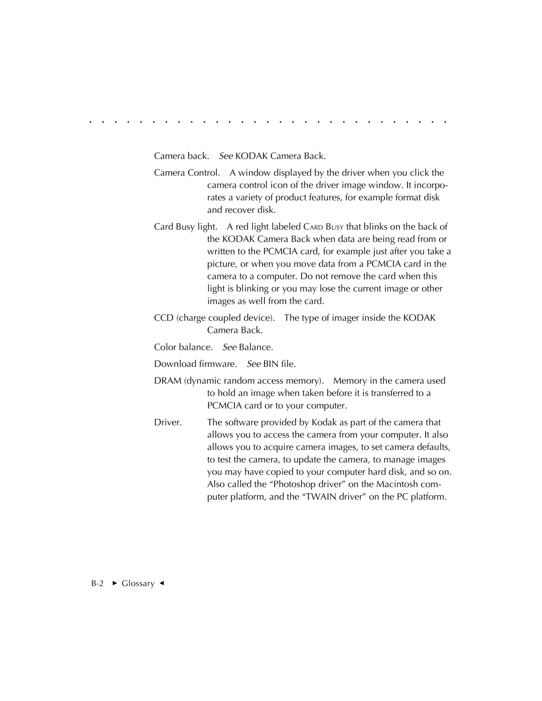 Kodak EOSDCS 1, EOSDCS 5, EOSDCS 3 user manual Also called the Photoshop driver on the Macintosh com 