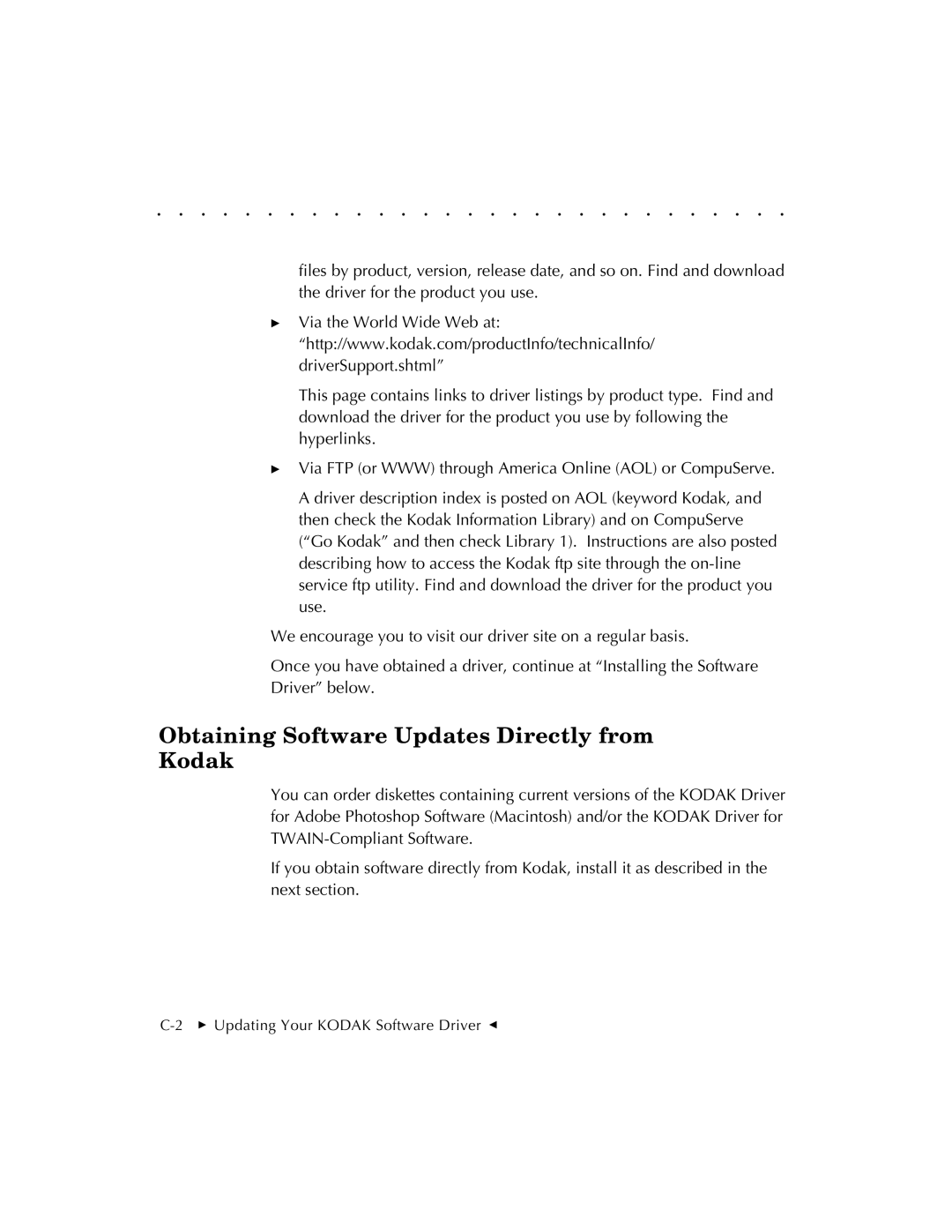 Kodak EOSDCS 1, EOSDCS 5, EOSDCS 3 user manual Obtaining Software Updates Directly from Kodak 