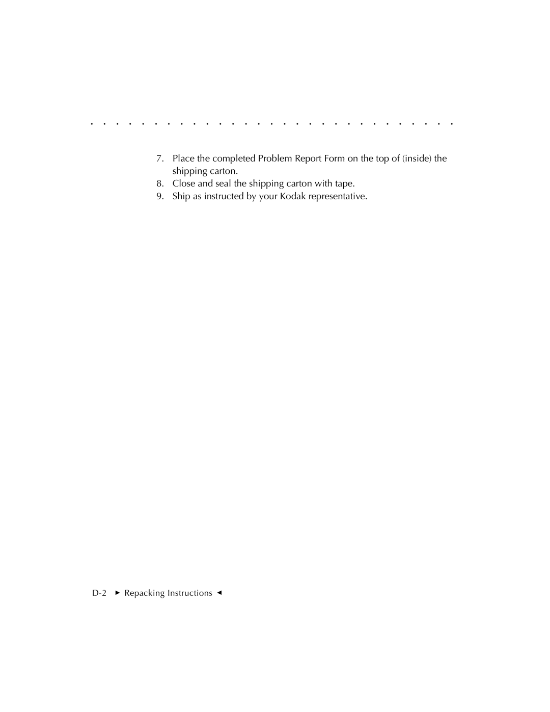 Kodak EOSDCS 5, EOSDCS 3, EOSDCS 1 user manual  Repacking Instructions G 