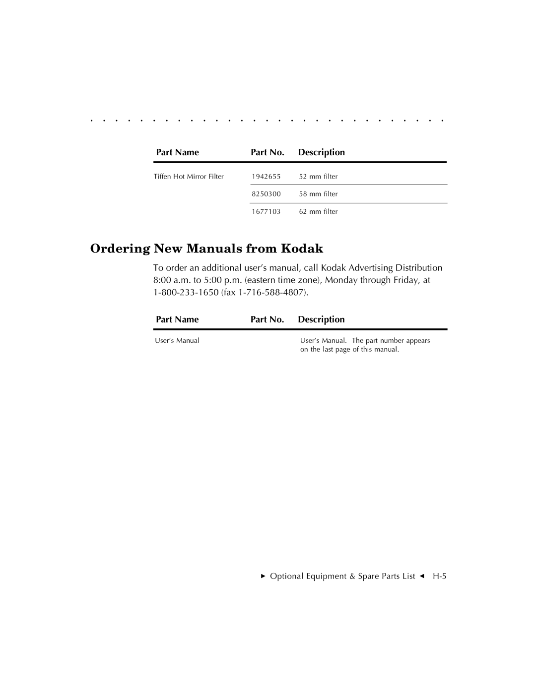 Kodak EOSDCS 1, EOSDCS 5, EOSDCS 3 user manual Ordering New Manuals from Kodak 