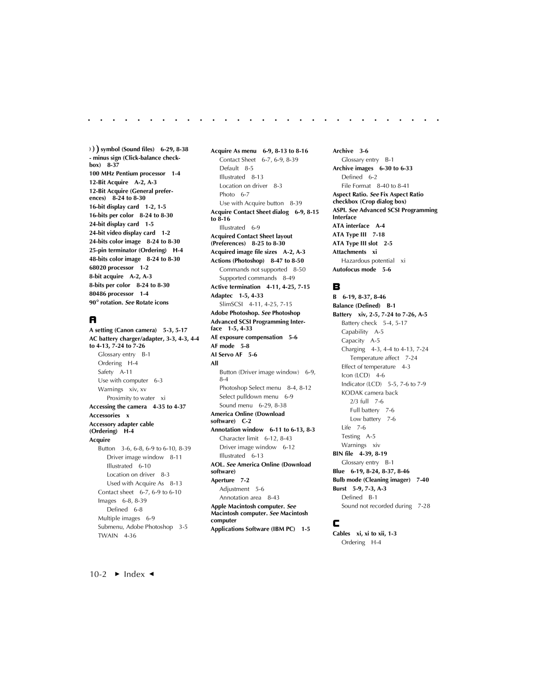 Kodak EOSDCS 1, EOSDCS 5, EOSDCS 3 user manual 10-2  Index G 