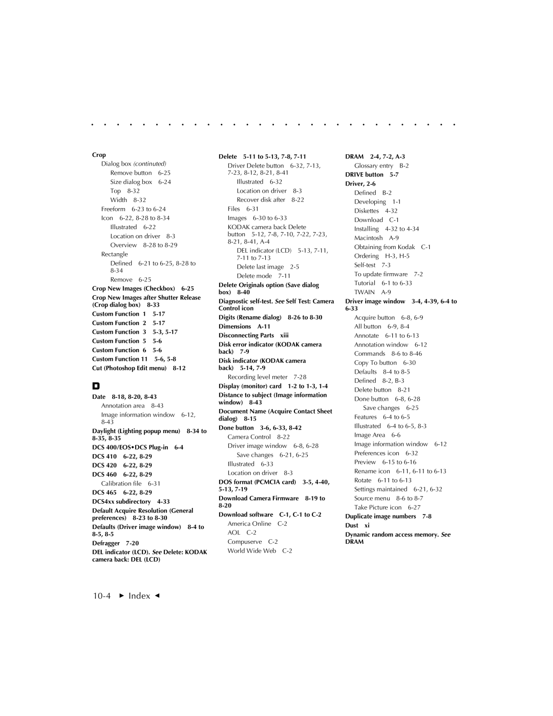 Kodak EOSDCS 3, EOSDCS 5, EOSDCS 1 user manual 10-4  Index G 