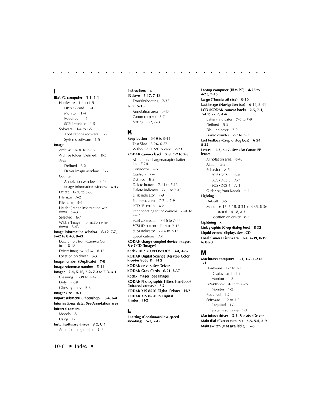 Kodak EOSDCS 5, EOSDCS 3, EOSDCS 1 user manual 10-6  Index G 