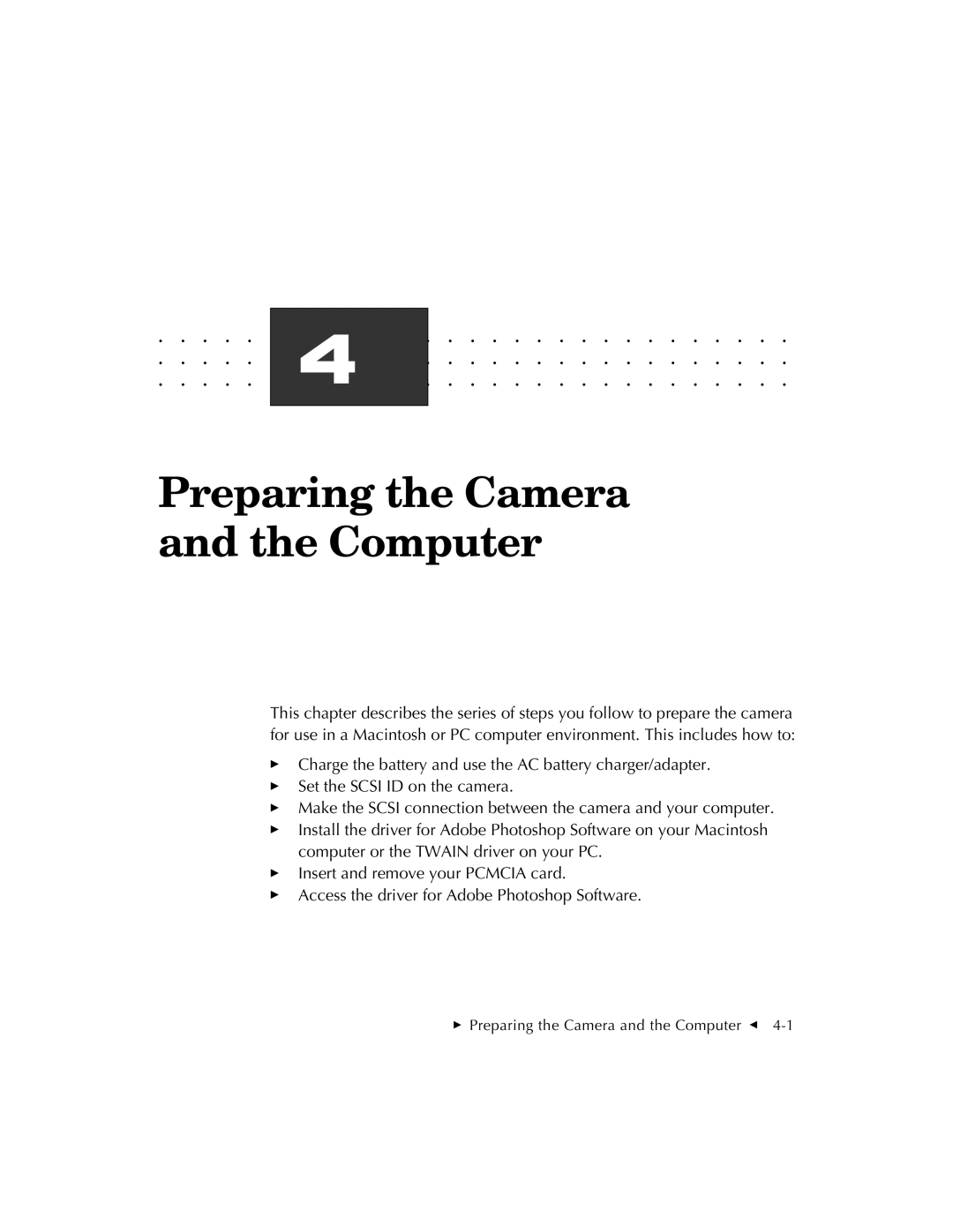 Kodak EOSDCS 5, EOSDCS 3, EOSDCS 1 user manual Preparing the Camera and the Computer 