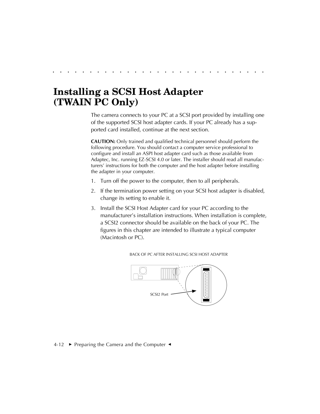 Kodak EOSDCS 1, EOSDCS 5, EOSDCS 3 user manual Installing a Scsi Host Adapter Twain PC Only 