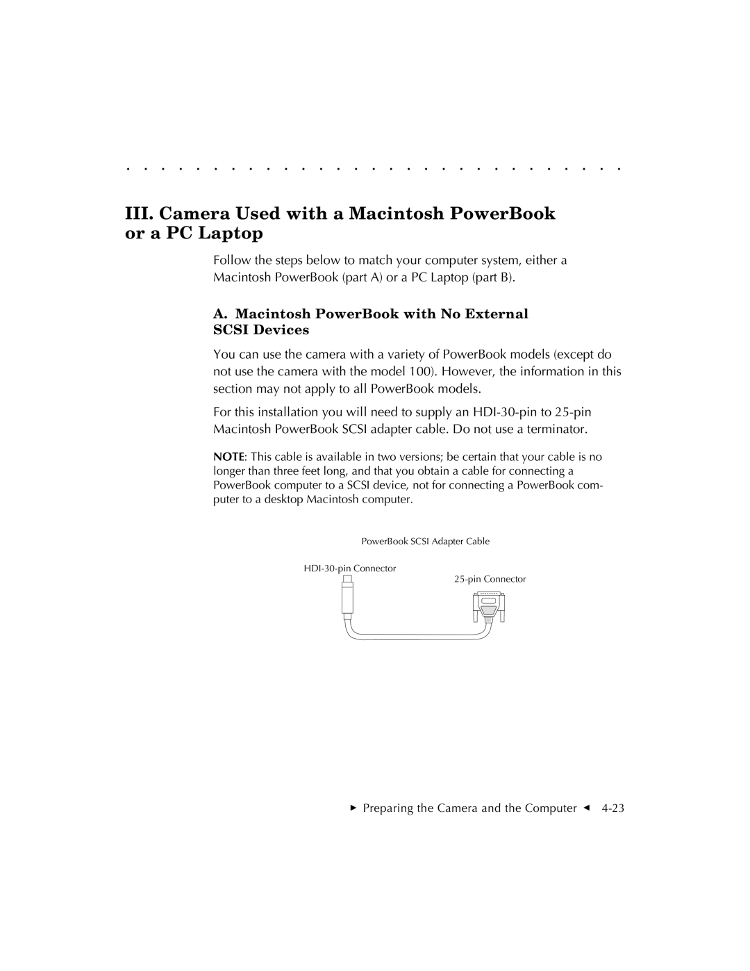 Kodak EOSDCS 3, EOSDCS 5, EOSDCS 1 user manual III. Camera Used with a Macintosh PowerBook or a PC Laptop 