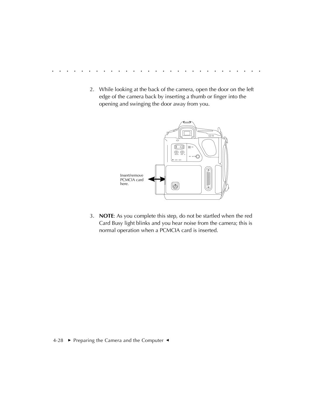 Kodak EOSDCS 5, EOSDCS 3, EOSDCS 1 user manual 28  Preparing the Camera and the Computer G 