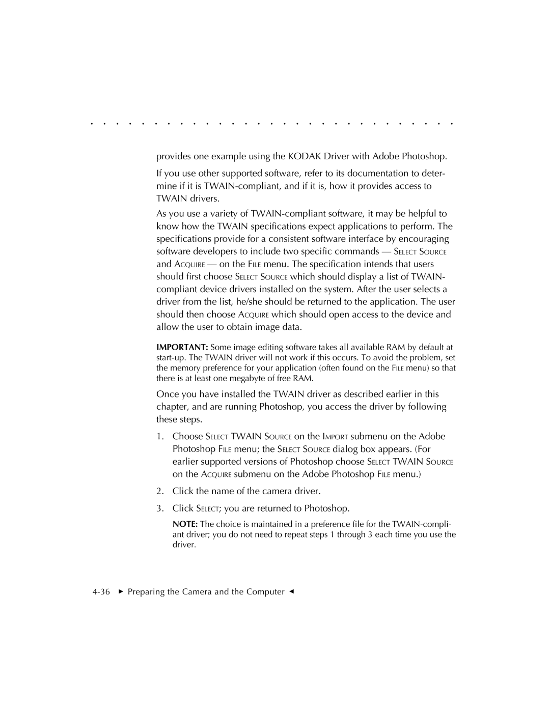 Kodak EOSDCS 1, EOSDCS 5, EOSDCS 3 user manual 36  Preparing the Camera and the Computer G 