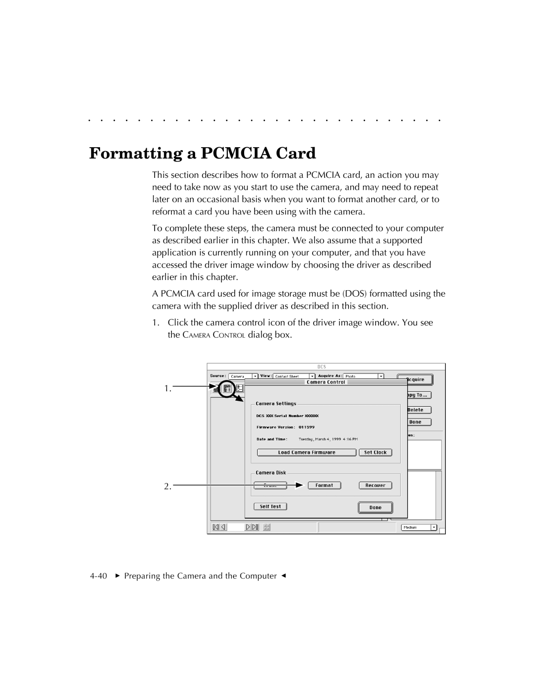 Kodak EOSDCS 5, EOSDCS 3, EOSDCS 1 user manual Formatting a Pcmcia Card 