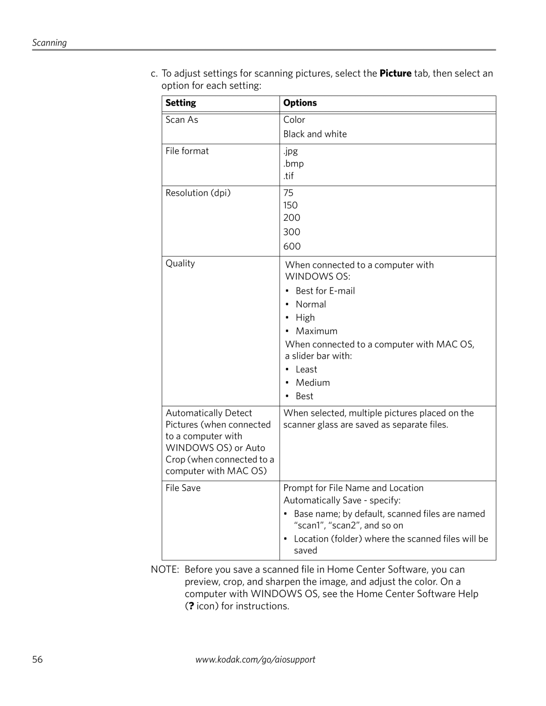 Kodak ESP 1.2 manual Scanning 