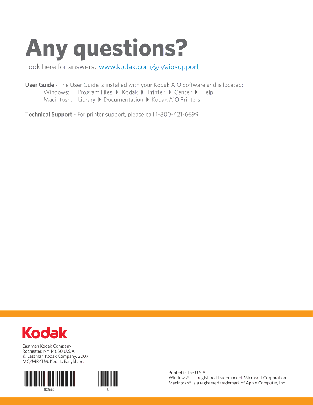 Kodak ESP 3 manual Any questions? 