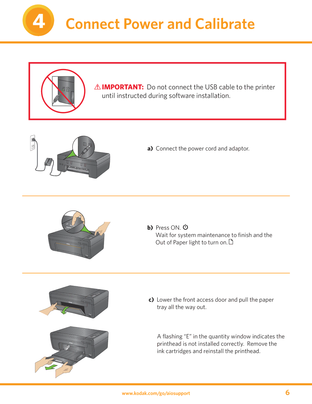 Kodak ESP 3 manual Connect Power and Calibrate 