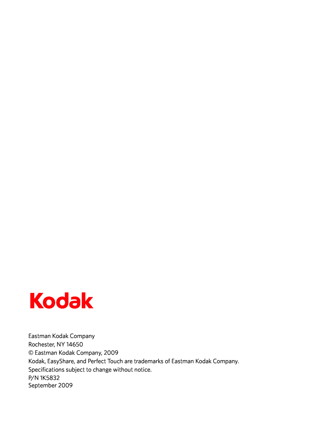 Kodak ESP 3250, ESP 3260, ESP 3200 Series manual Eastman Kodak Company Rochester, NY, P/N 1K5832 September 