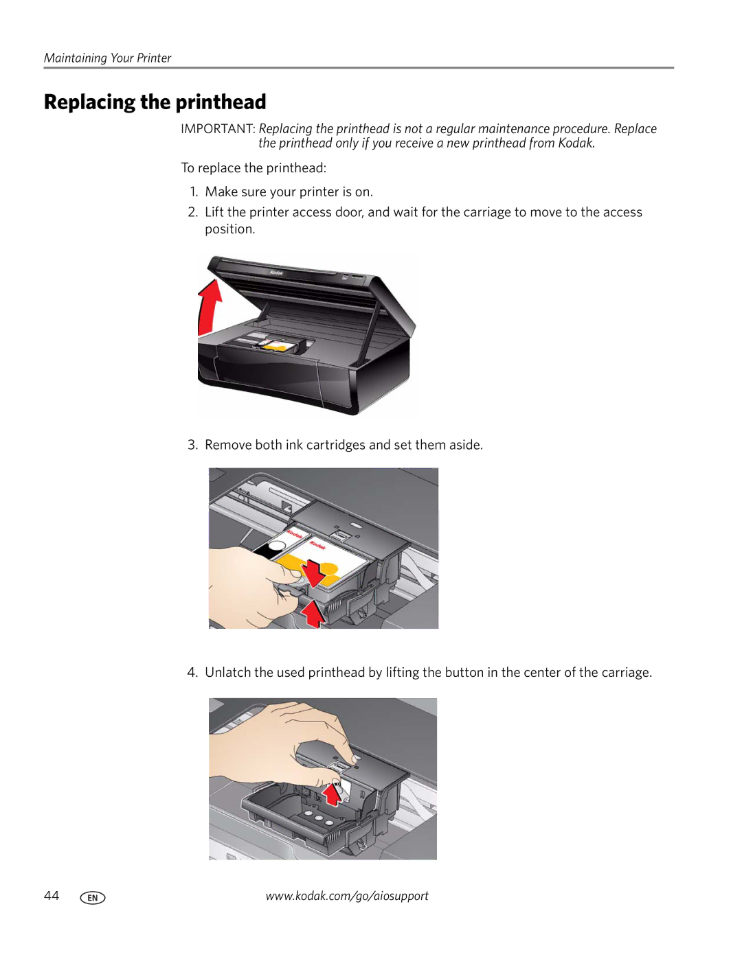 Kodak ESP 5200 manual Replacing the printhead 