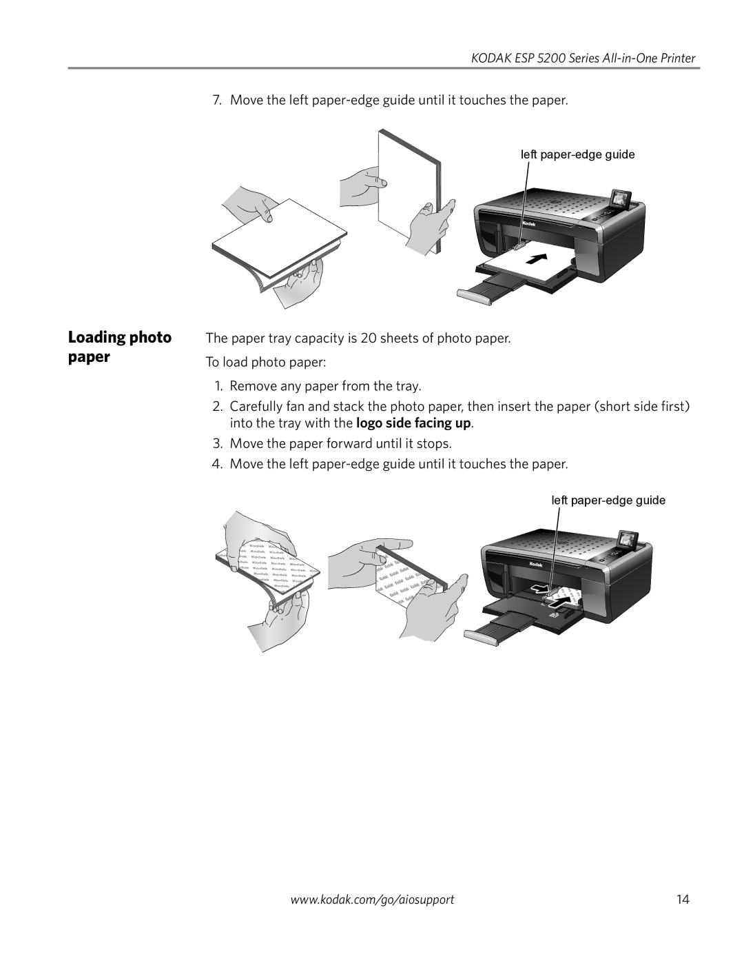 Kodak ESP 5250, ESP 5260, ESP 5200 Series manual Loading photo paper 