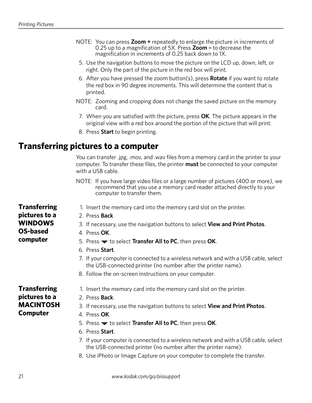 Kodak ESP 5200 Series, ESP 5260, ESP 5250 manual Transferring pictures to a computer, Windows OS-based computer 