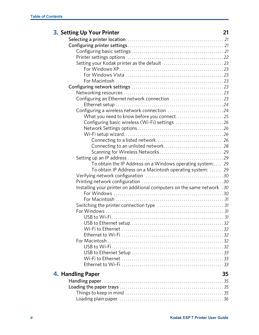 Kodak ESP 7 manual Setting Up Your Printer, Handling Paper 