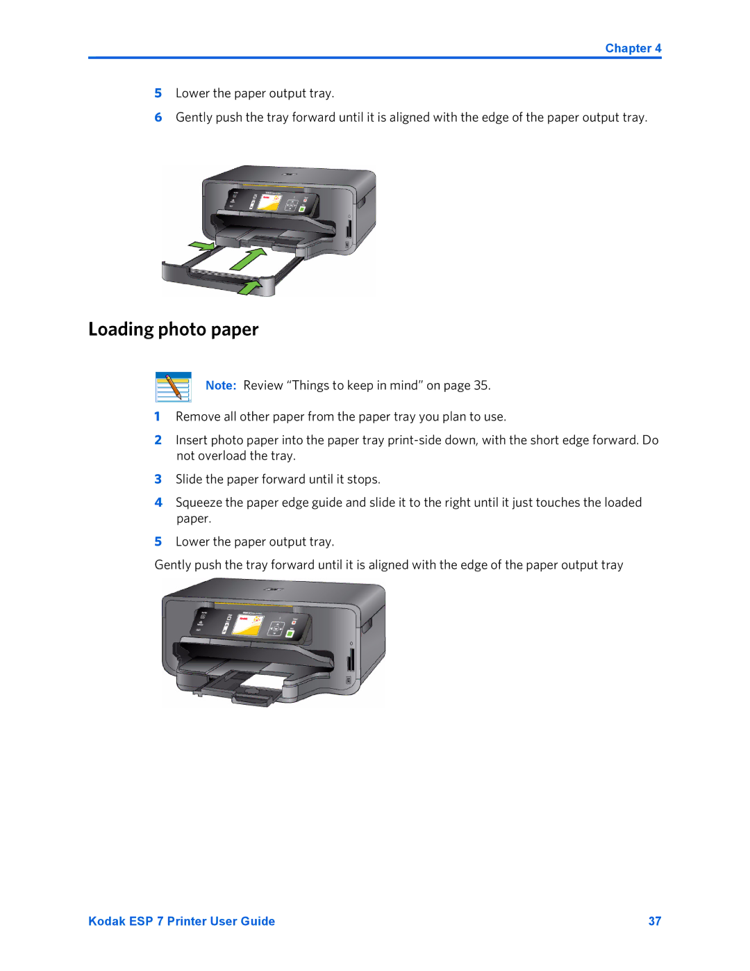 Kodak ESP 7 manual Loading photo paper 