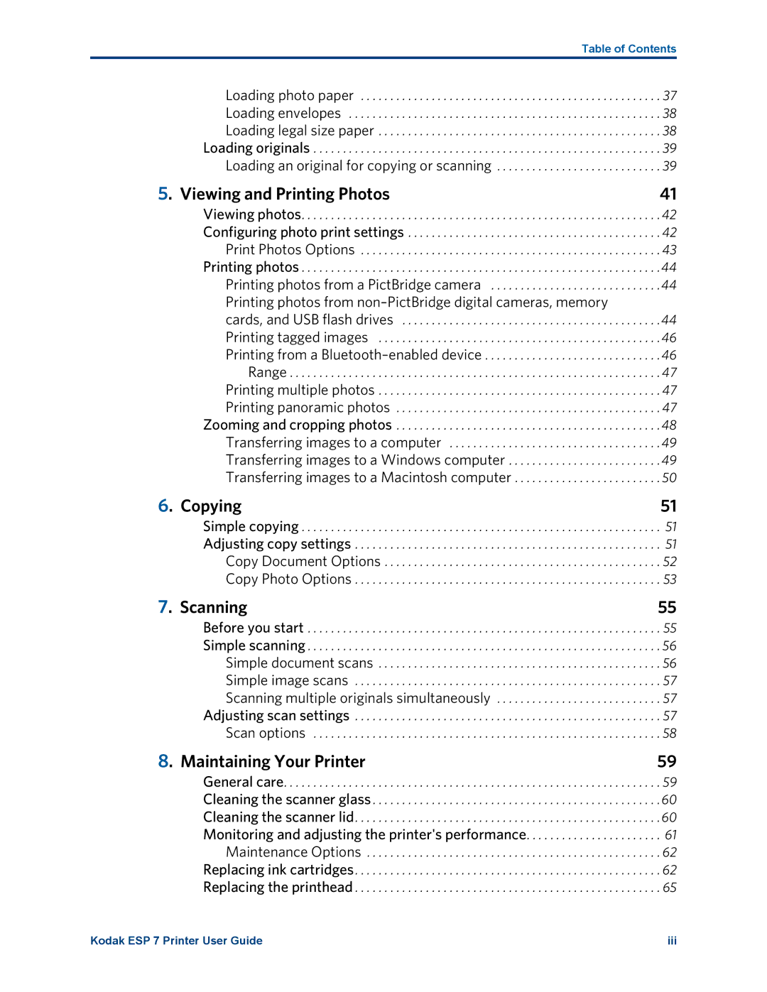 Kodak ESP 7 manual Viewing and Printing Photos, Copying, Scanning, Maintaining Your Printer 