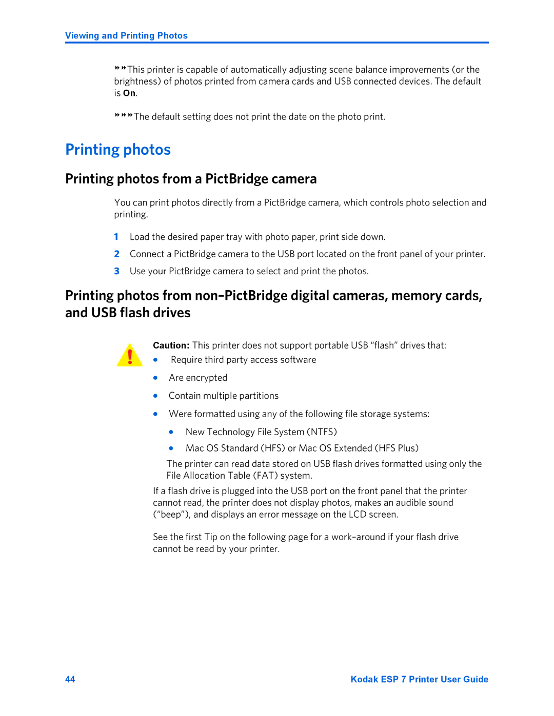 Kodak ESP 7 manual Printing photos from a PictBridge camera 