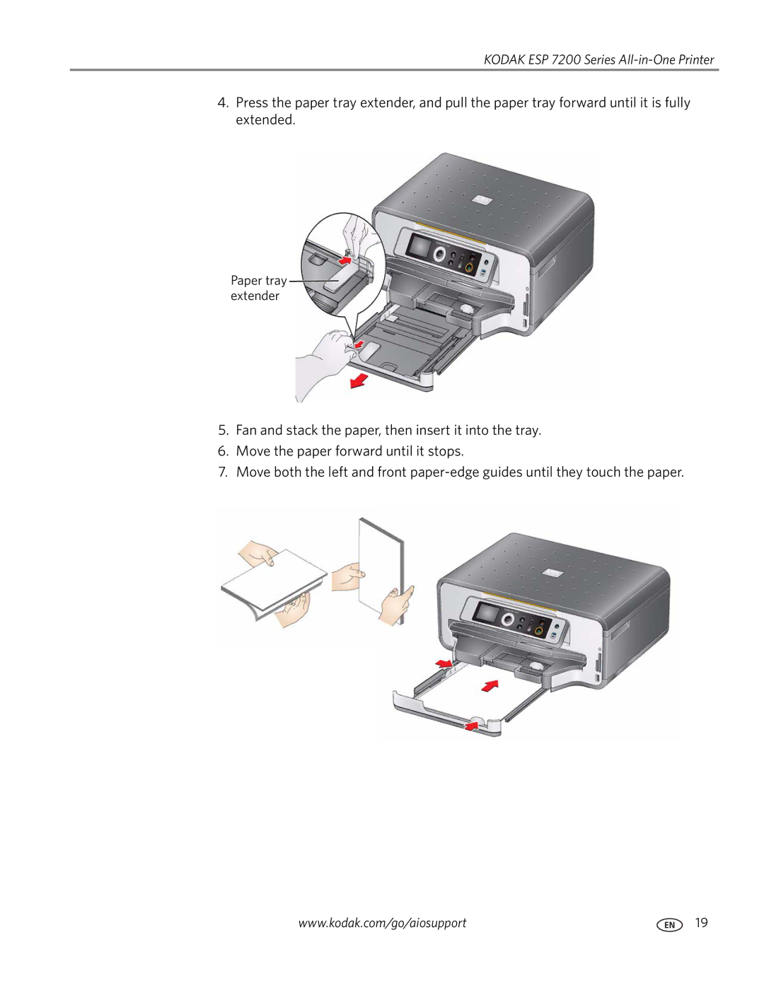 Kodak ESP 7200 Series manual Paper tray extender 