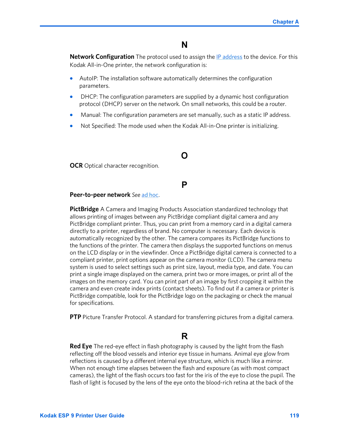 Kodak ESP 9 manual Peer-to-peer network See ad hoc 