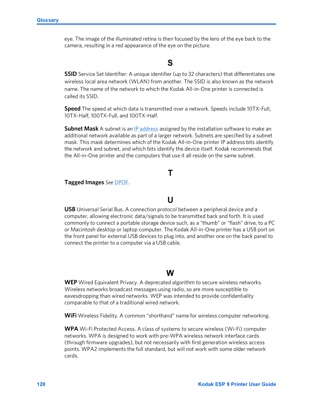 Kodak ESP 9 manual Tagged Images See Dpof 