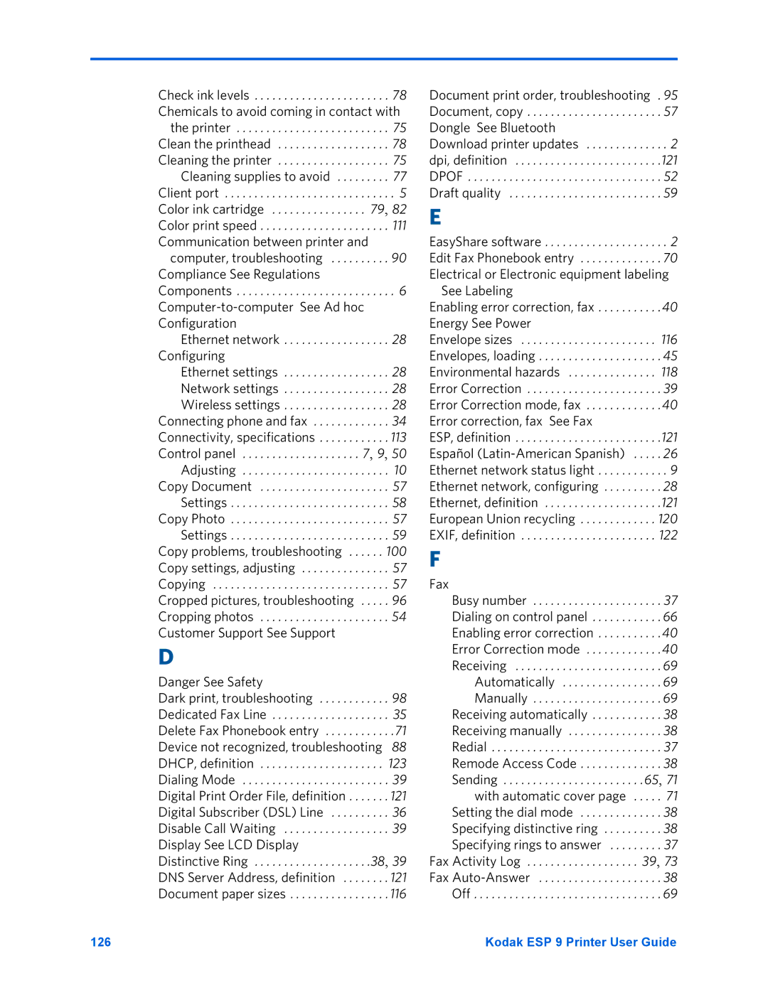 Kodak ESP 9 manual Compliance See Regulations, Customer Support See Support, Fax 