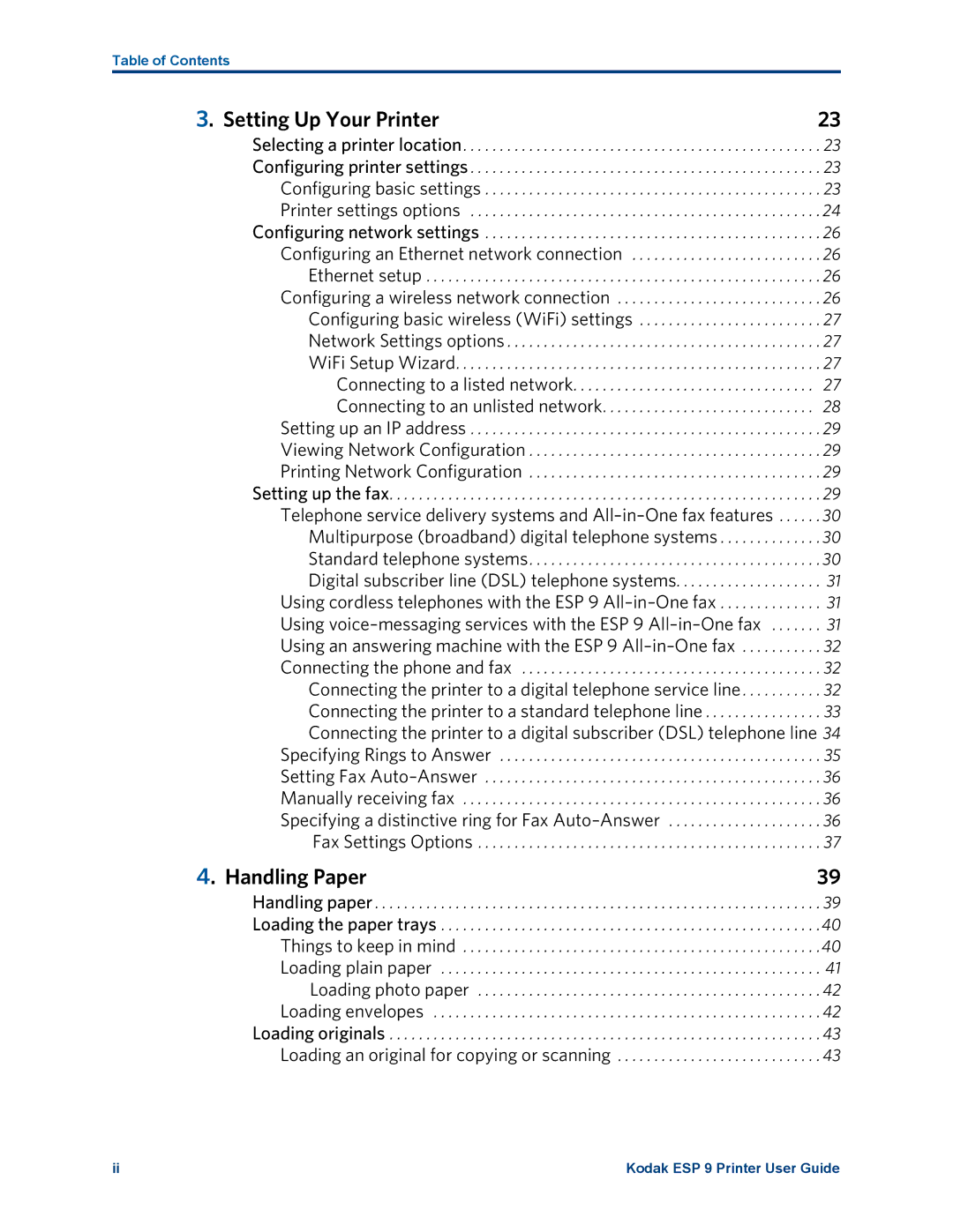 Kodak ESP 9 manual Setting Up Your Printer, Handling Paper 