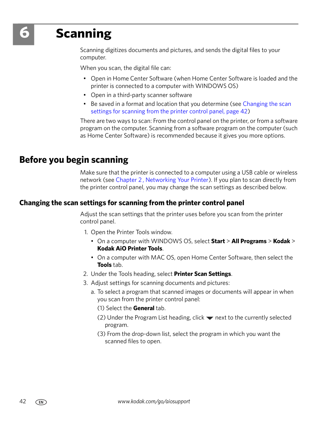 Kodak ESP C315 manual Scanning, Before you begin scanning 