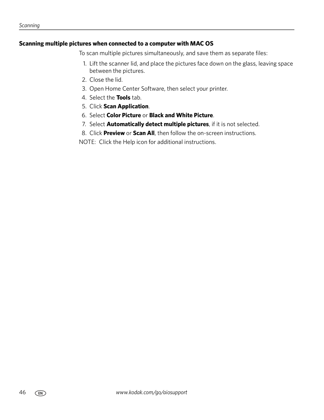 Kodak ESP C315 manual Scanning 