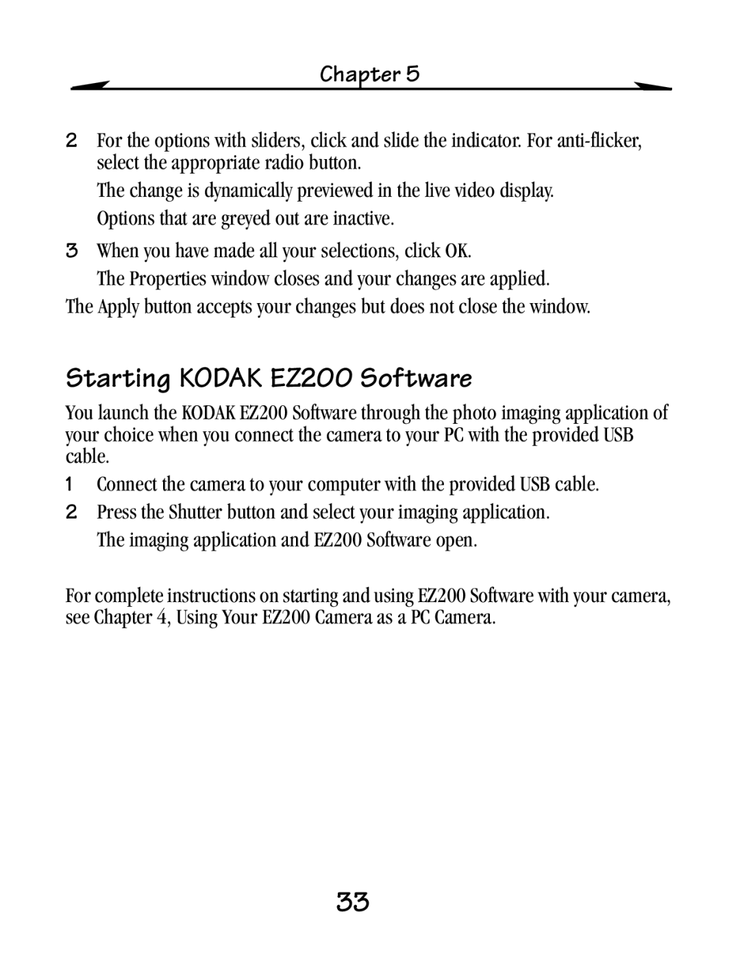 Kodak EZ 200 manual Starting Kodak EZ200 Software 