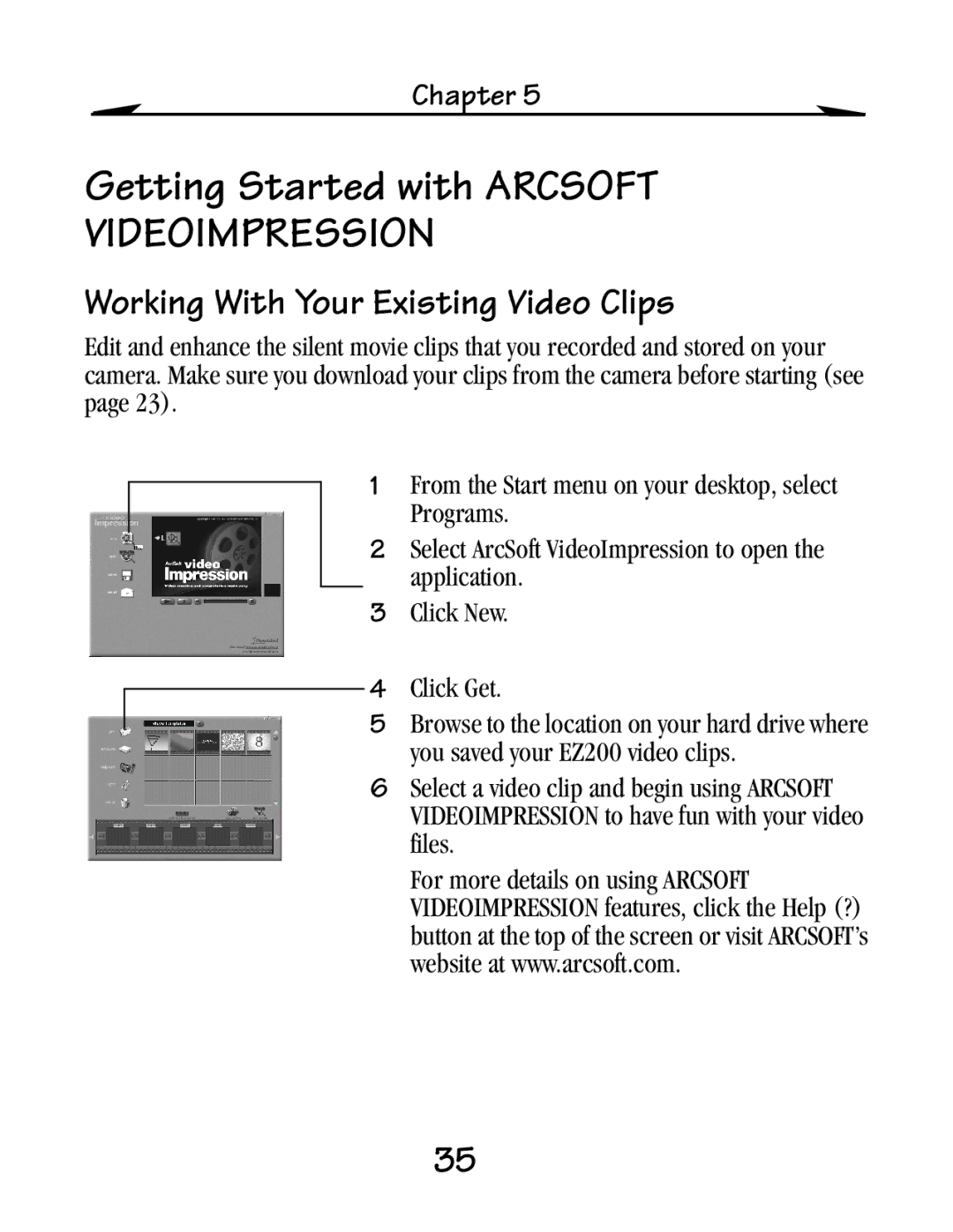 Kodak EZ 200 manual Videoimpression, Working With Your Existing Video Clips 