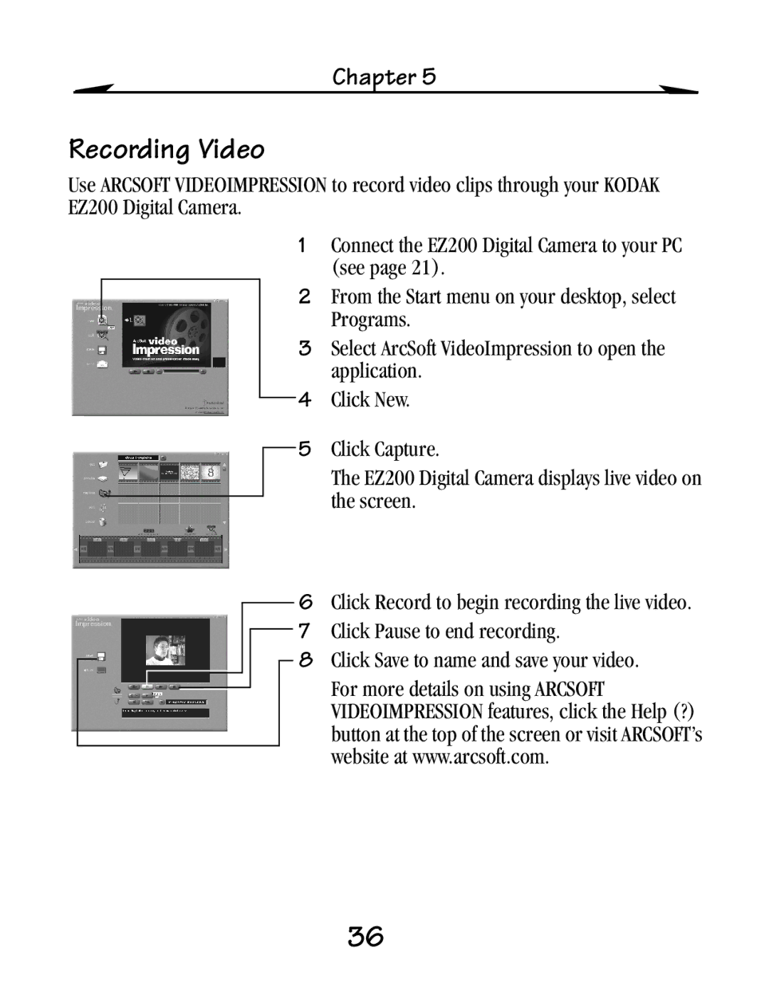 Kodak EZ 200 manual Recording Video 