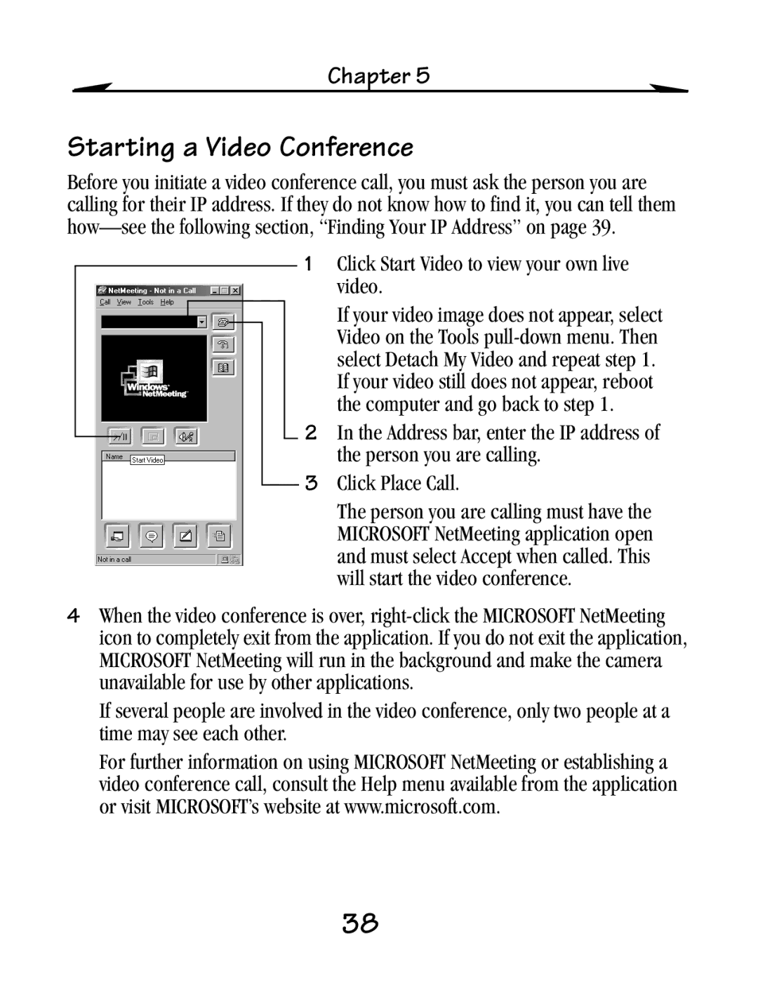 Kodak EZ 200 manual Starting a Video Conference, Click Start Video to view your own live video 