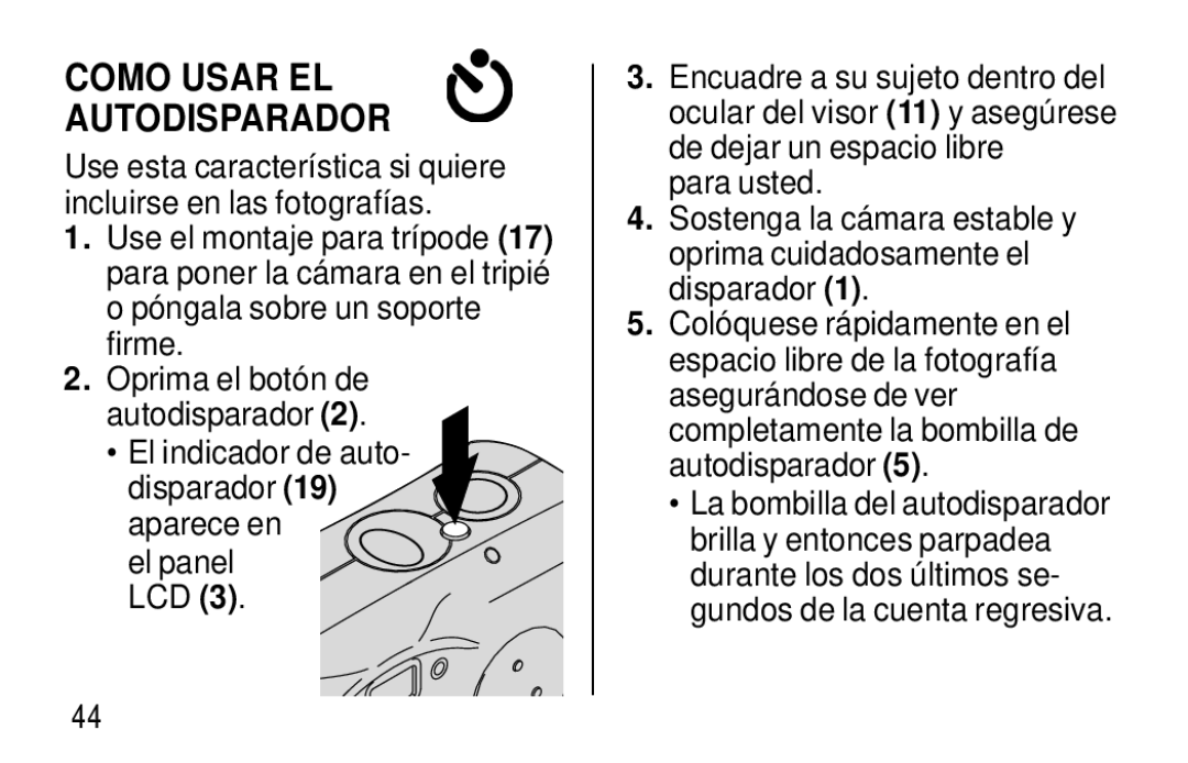 Kodak F320/F330 manual Como Usar EL Autodisparador 