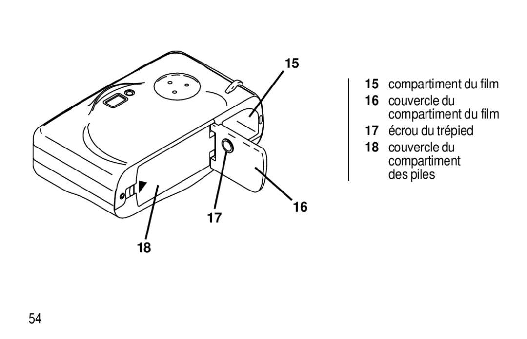 Kodak F320/F330 manual Compartiment du film, 17 écrou du trépied 