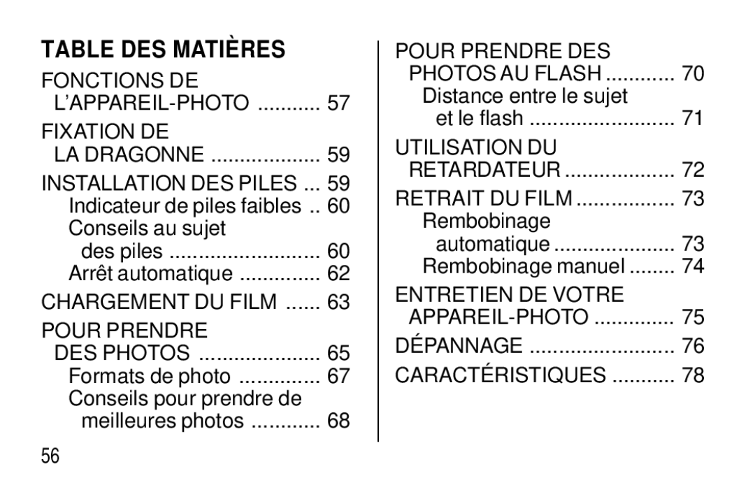 Kodak F320/F330 manual Table DES Matiè RES, Formats de photo Conseils pour prendre de Meilleures photos 