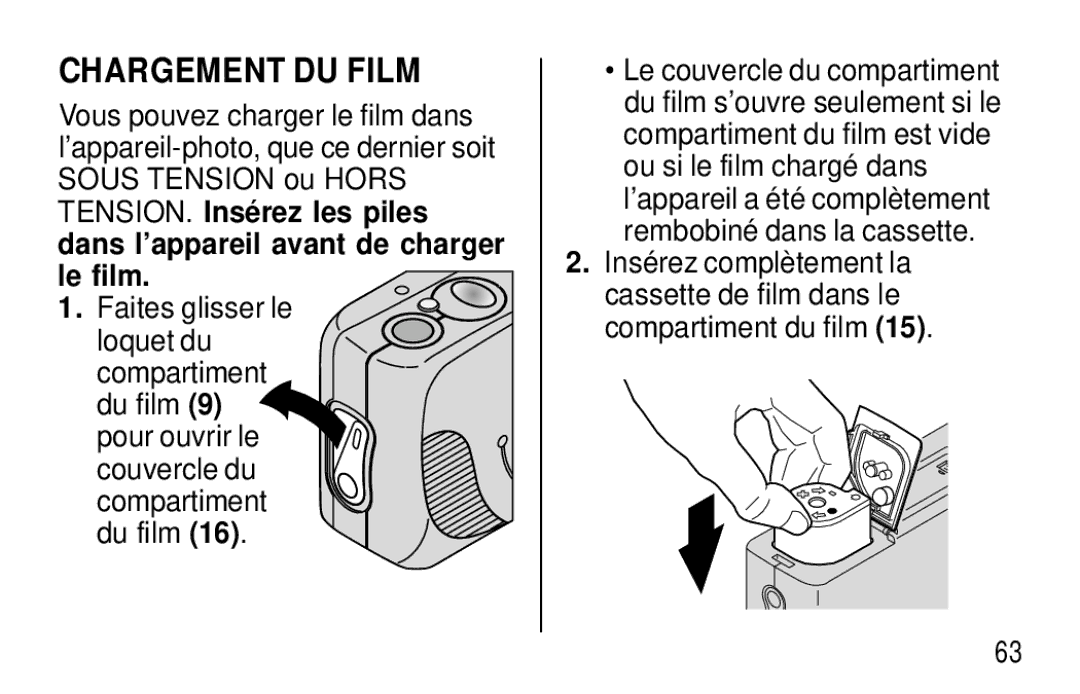 Kodak F320/F330 manual Chargement DU Film 