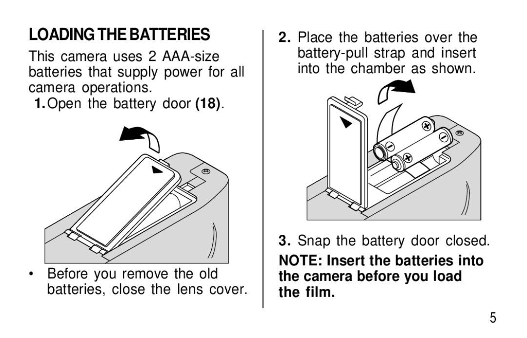 Kodak F320/F330 manual Loading the Batteries 