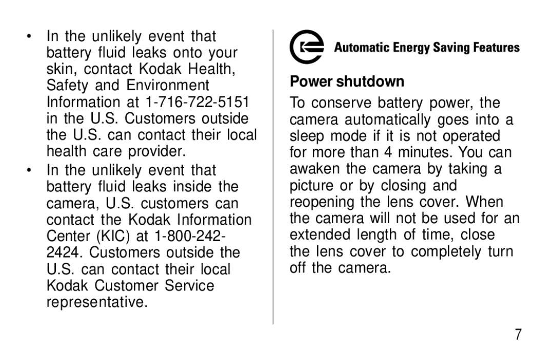 Kodak F320/F330 manual Power shutdown 