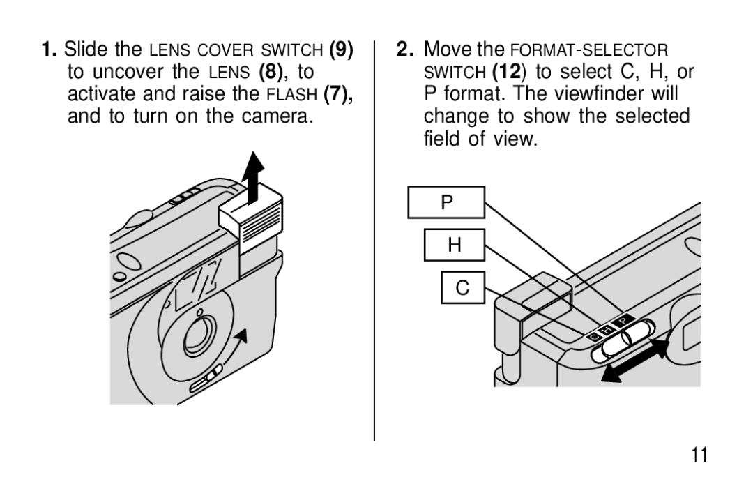 Kodak F350 manual Slide the Lens Cover Switch 