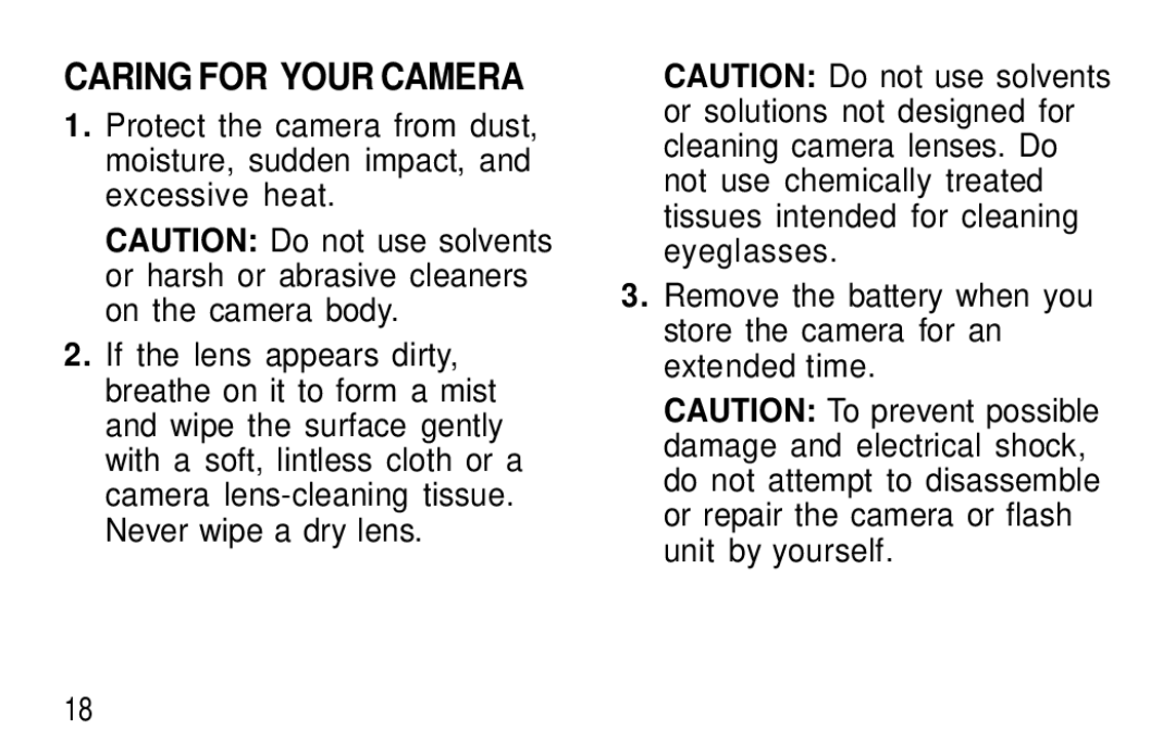 Kodak F350 manual Caring for Your Camera 