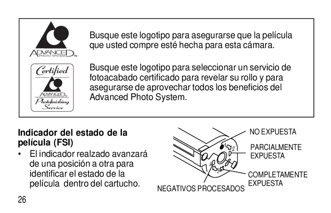 Kodak F350 manual Indicador del estado de la película FSI 