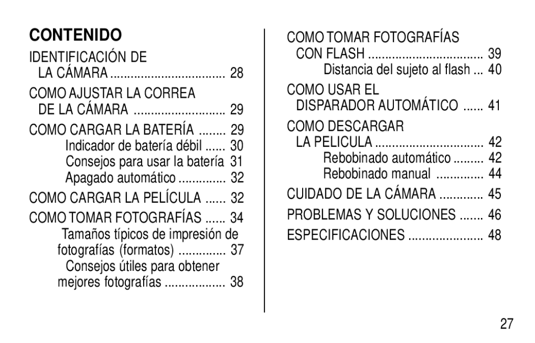 Kodak F350 manual Contenido, Como Ajustar LA Correa 