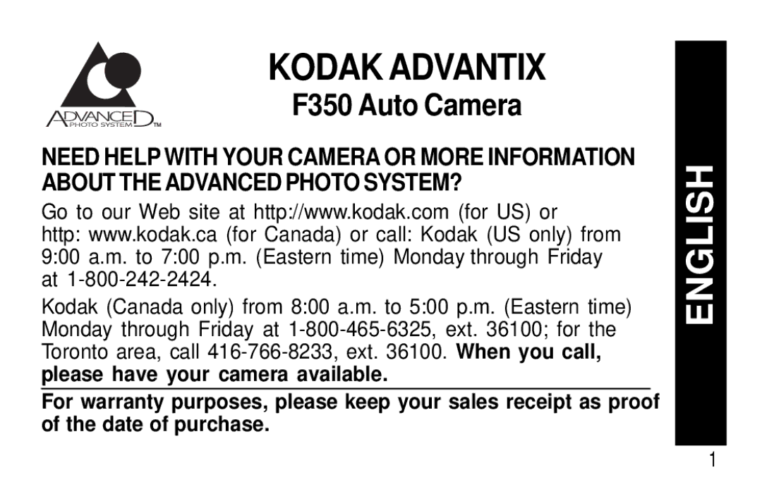 Kodak F350 manual English 