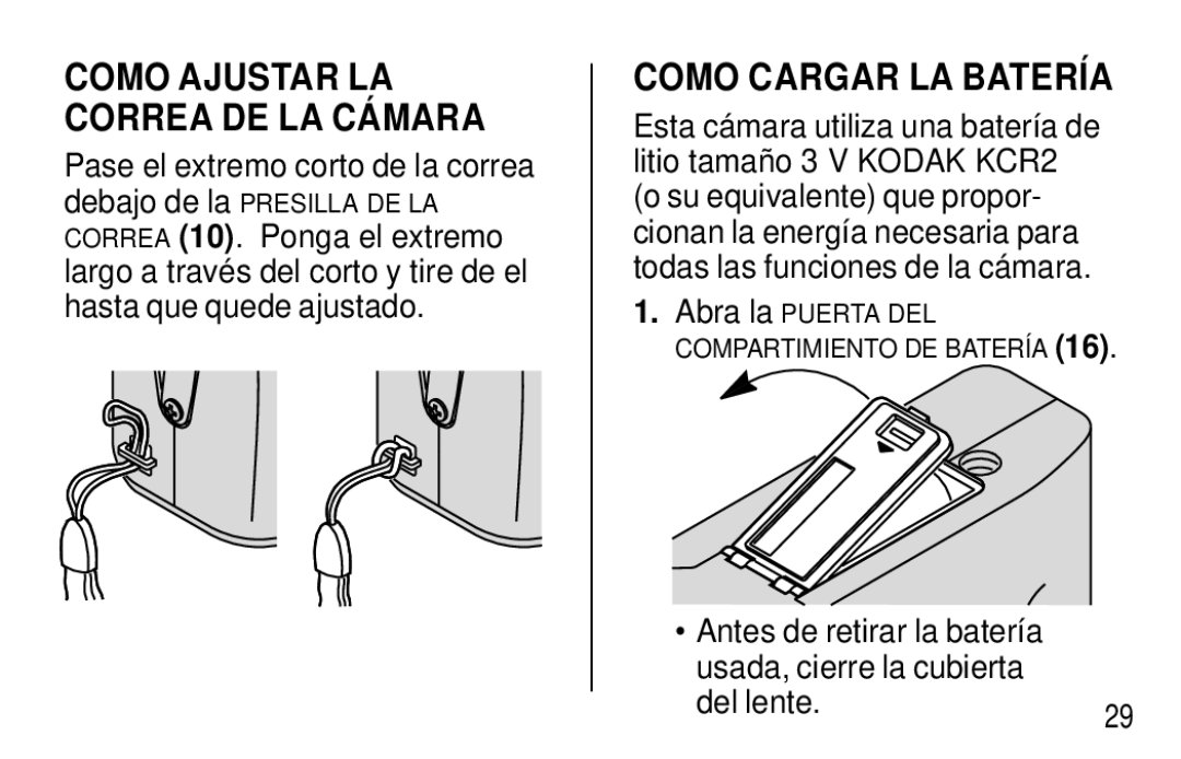 Kodak F350 manual Como Cargar LA Batería, Como Ajustar LA Correa DE LA Cámara 