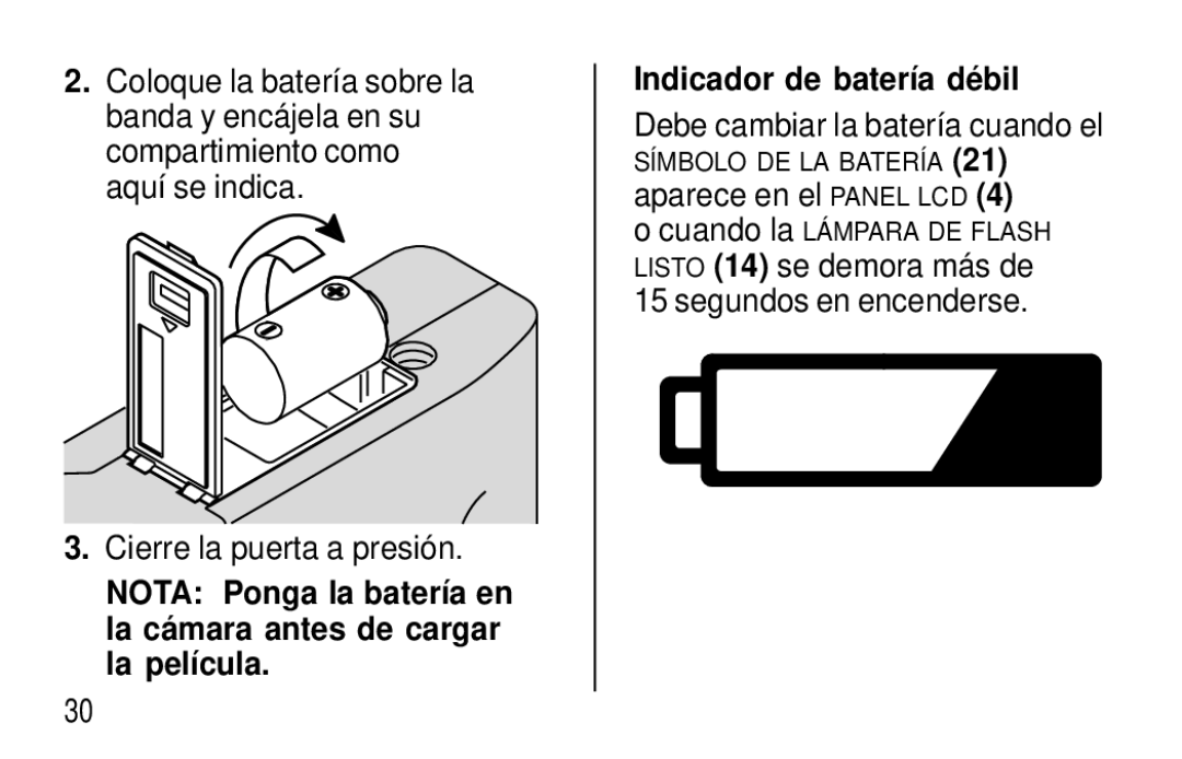 Kodak F350 manual Debe cambiar la batería cuando el 